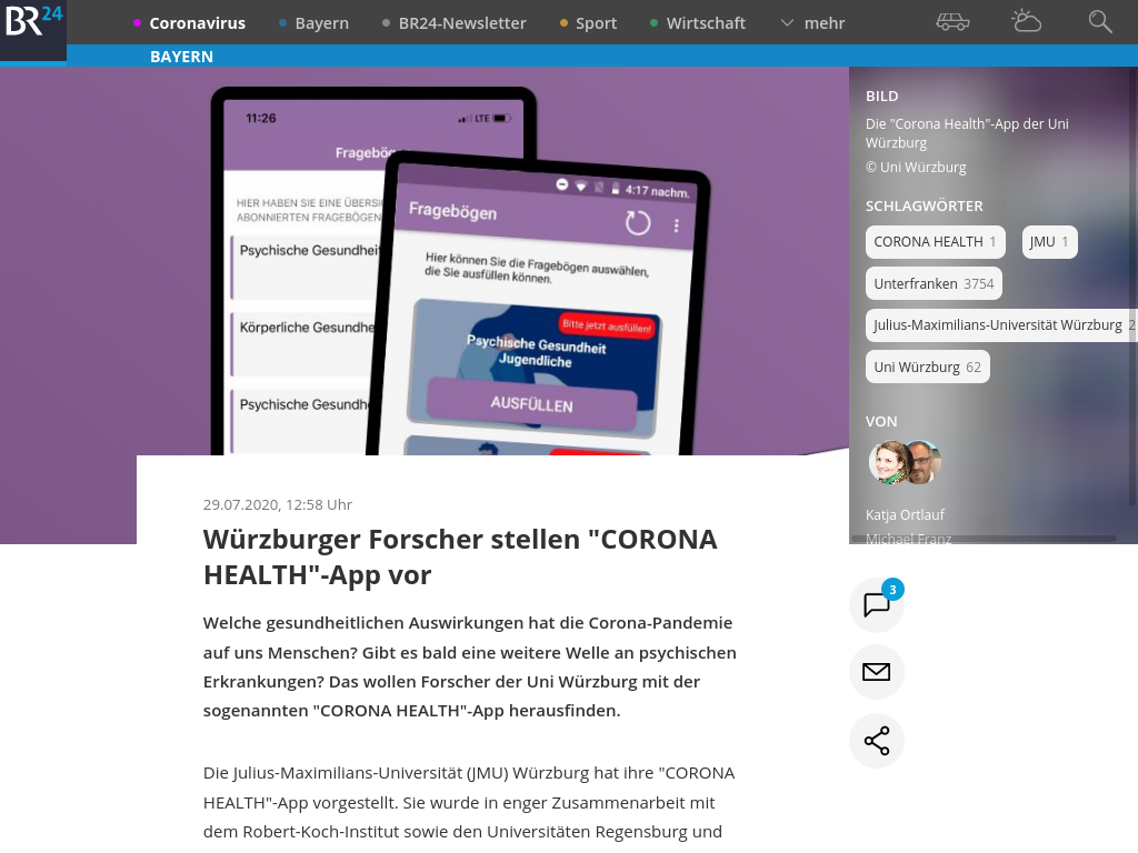 Website of the broadcasting service 'Bayerischer Rundfunk'